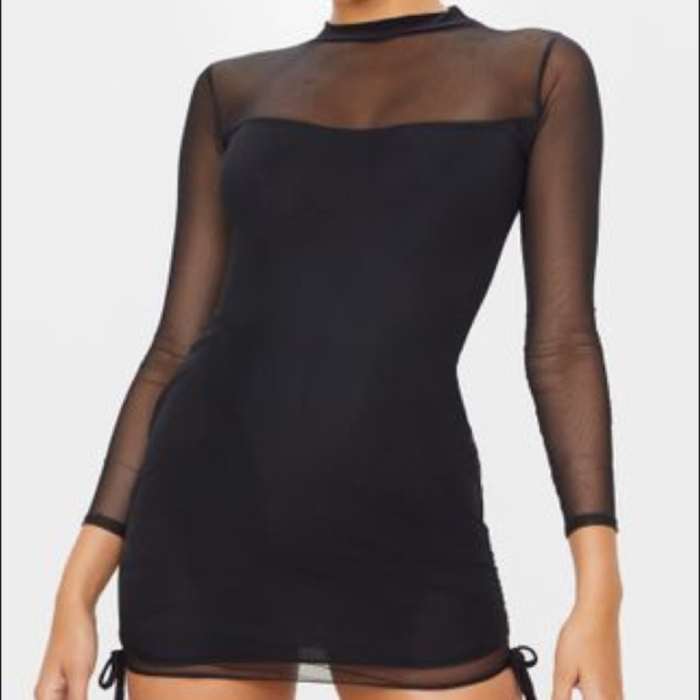 PLT Black Mesh High Neck Dress Size XS NWT